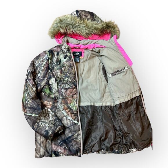Mossy Oak Large (38-40) Ladies Camo Winter Coat Removable Fur - Picture 4 of 15